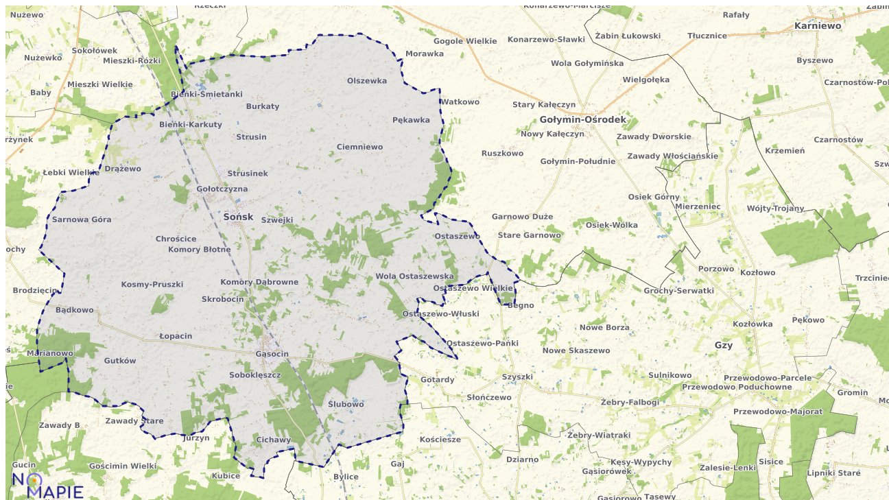 Mapa obszarów ochrony przyrody Sońska
