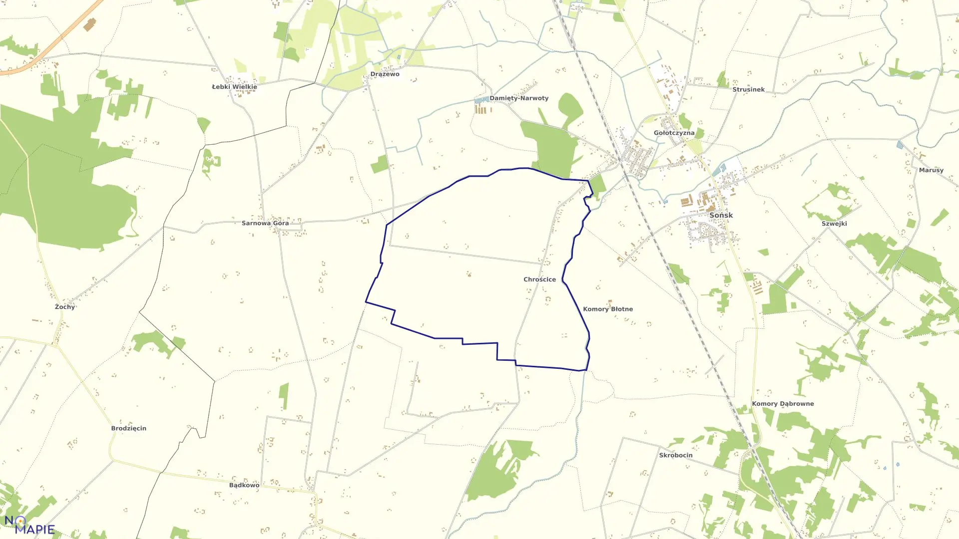 Mapa obrębu CHROŚCICE-ŁYCZKI w gminie Sońsk