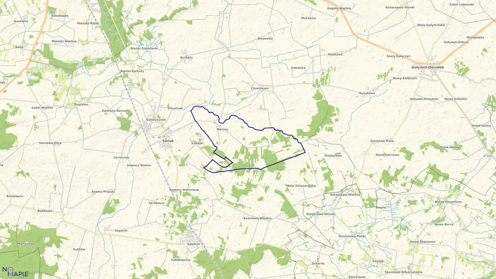 Mapa obrębu MARUSY w gminie Sońsk