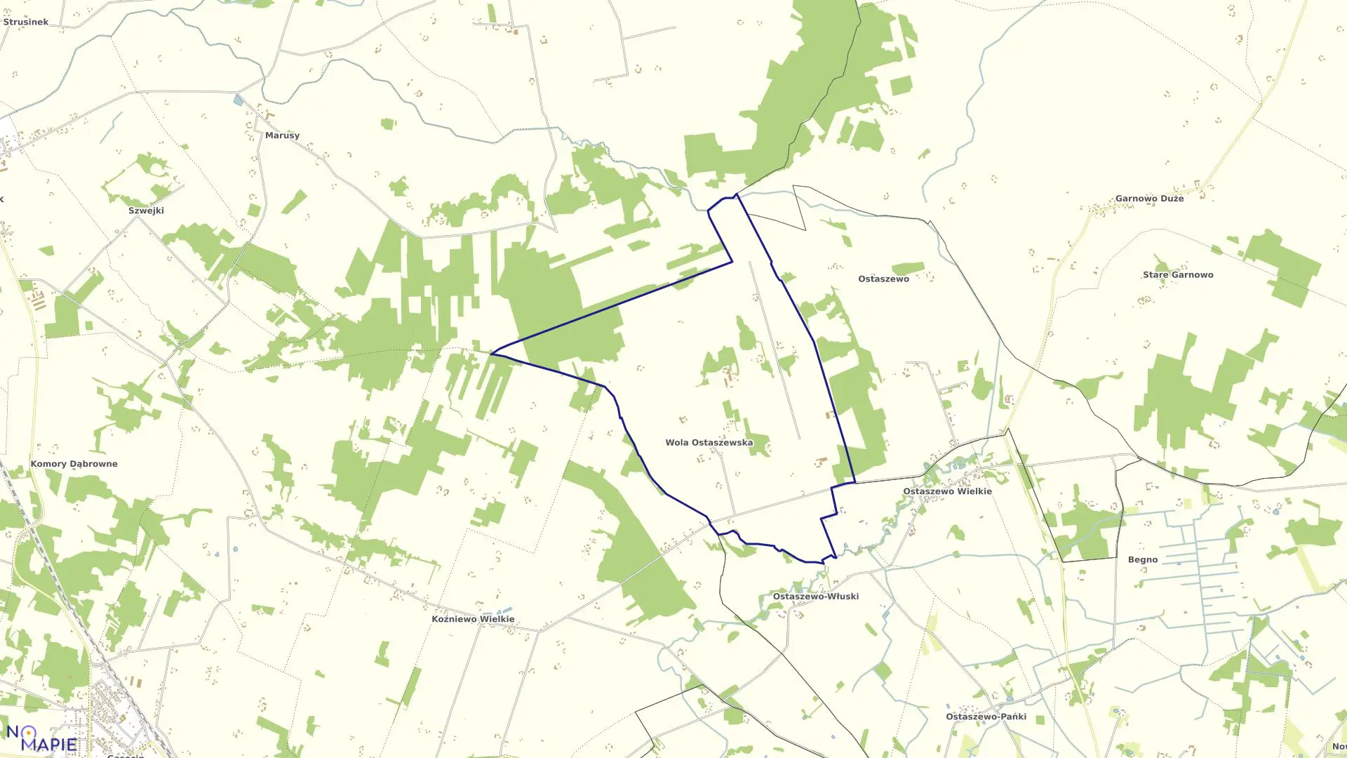 Mapa obrębu WOLA OSTASZEWSKA w gminie Sońsk